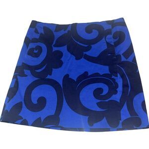 J. Crew Factory Navy & Cerulean Damask Mini Skirt‎ - Size 0